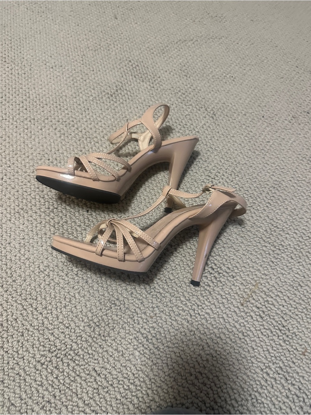 Pleaser Nude Strappy Platform High Heel Sandals - Picture 4 of 8